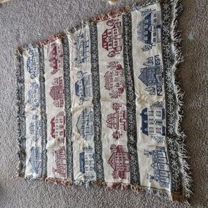 Crown Crafts Vintage Tapestry Throw with House Patterns